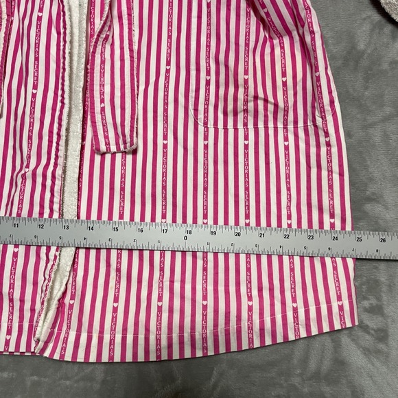 Victoria's Secret Pink Stripe Terry Cloth Robe Bathrobe Loungewear Petite Small - Picture 7 of 12